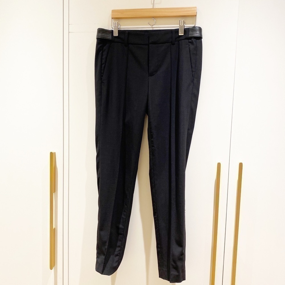 𝅺vince cropped wool pants w leather trim 🖤